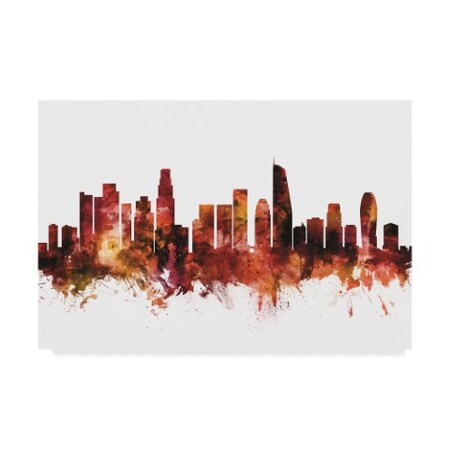 Trademark Fine Art Michael Tompsett 'Los Angeles California Skyline Red Iii' Canvas Art, 16x24 MT01773-C1624GG